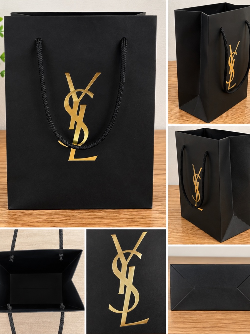 YSL Yves Saint Laurent Black Gold Gift Shopping Bag
